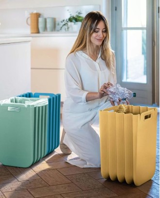 Cos pliabil pentru deseuri reciclabile, 25 litri, galben, Eco Packly - GUZZINI
